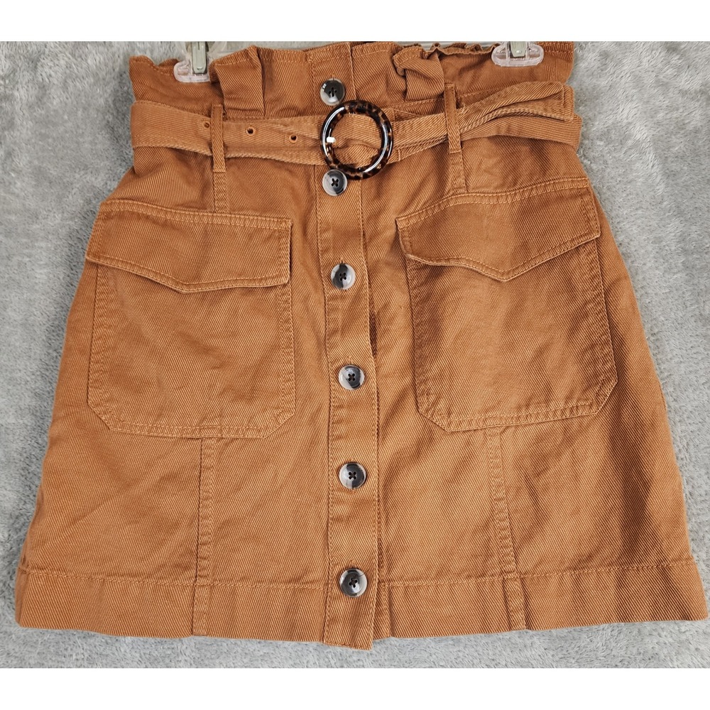 Banana Republic Skirt Womens Size 4 Brown Paperbag Waist‎ Button Front Mini